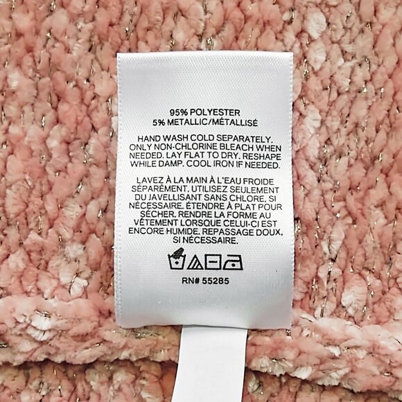 NWT EXPRESS Pink Metallic Cold Shoulder Chenille Sweater Small Bell Sleeve S NEW - Picture 8 of 8